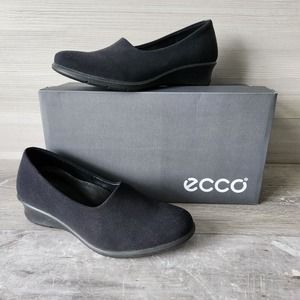 Ecco Black Felicia Stretch Slip On Wedge Heels Size 5.5 EUR 36 Comfort Shoes